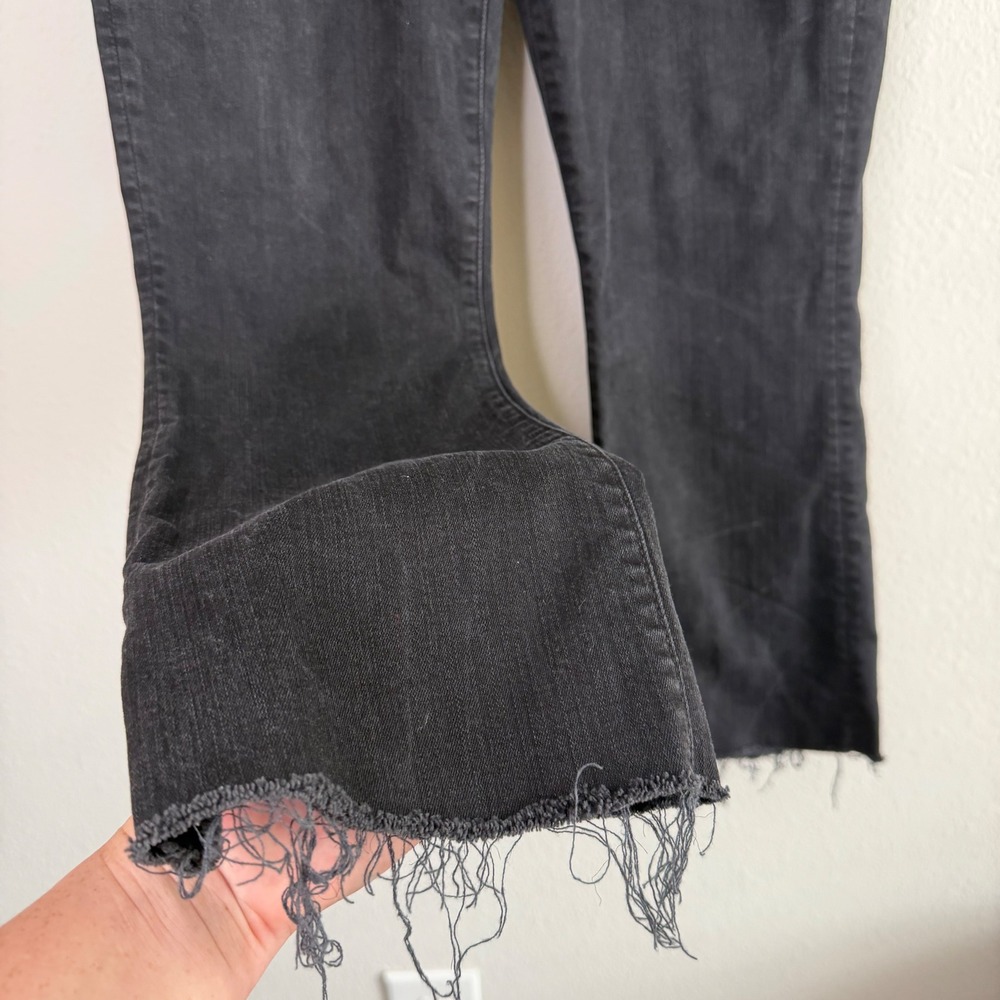 MOTHER Hustler Fray Ankle Jeans Black High Rise Flare Womens 30 - Picture 6 of 13